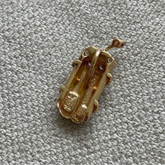 Retro🧨14K Gold🧨Diamond and Ruby Charm Pendant - Picture 8 of 12